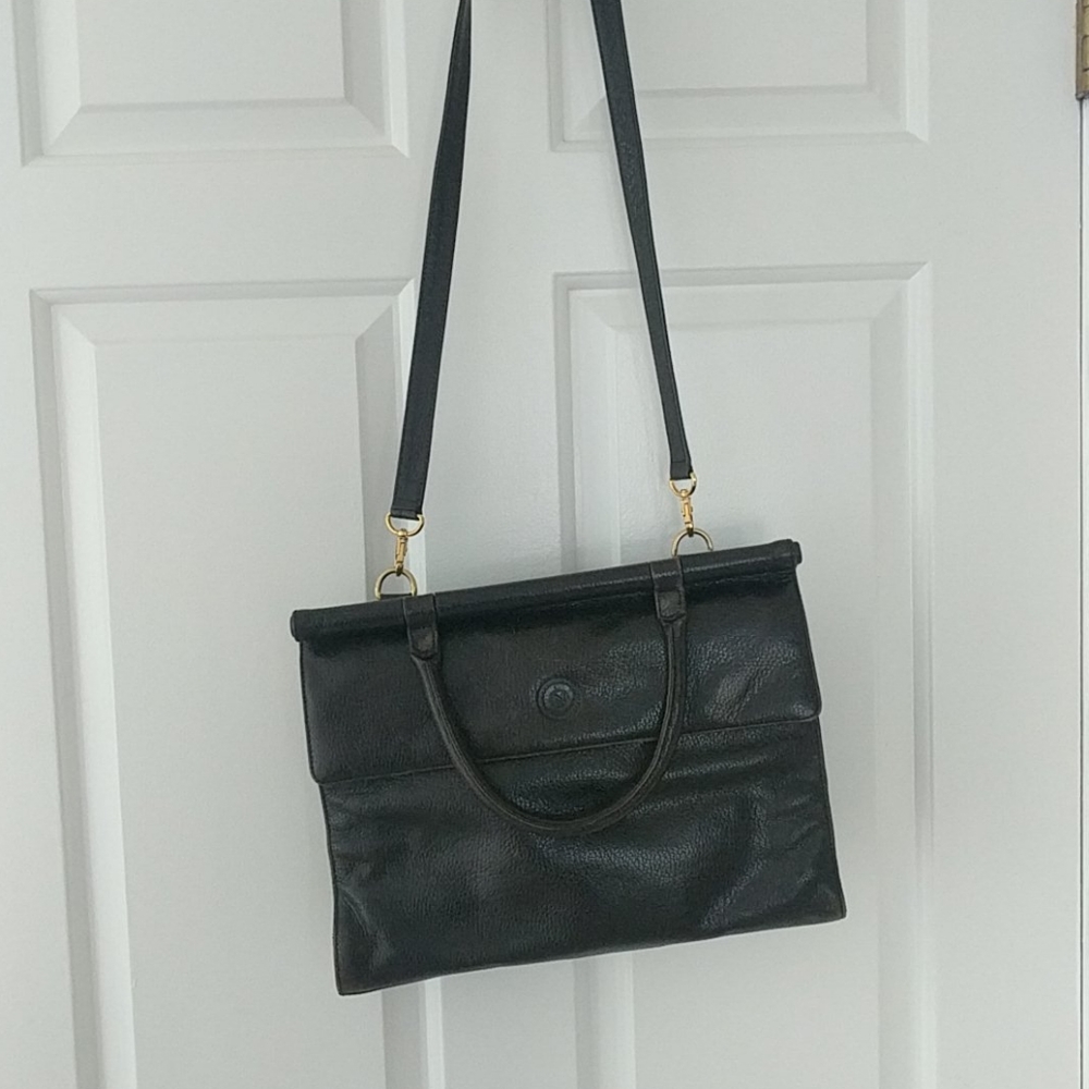 Albert nipon black leather bag